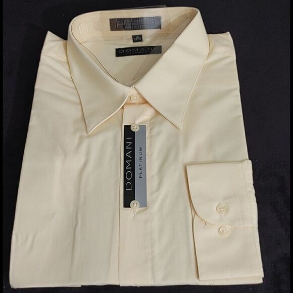 MEN'S DOMANI YELLOW DRESS SHIRT 18 X 34-35 - Picture 1 of 4